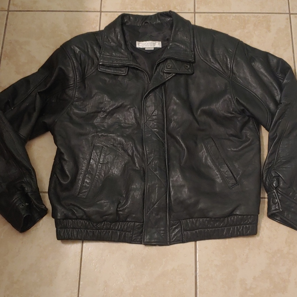 VTG John Ashford Black Lambskin Leather Bomber Jacket Men's Size L